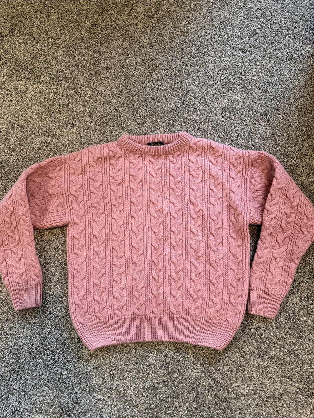 Vintage Rivera Classics 100% Virgin Wool Cable Knit Sweater Mauve Size Large